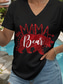 economico Magliette Festa della Mamma-Festa della mamma Per donna Blusa Mamma Orso Lettera Casual Manica Corta Scollo a V Top Regolari Quotidiano Uscire Abbigliamento mare Stampato Nero Bianco Estate