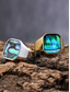 cheap Men's Jewelry-Men's square streamer shell stainless steel ring, gold and silver, fashionable and individual, suitable for daily vacation wear and casual gatherings