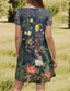 preiswerte Blumenkleid-Damen Mini Kleid A-Linien Kleid T-Shirt Kleid Tee Kleid Lässig Täglich Reguläre Passform Floral Grafik Kurzärmeliger Rundhalsausschnitt Marineblau Sommer Frühling