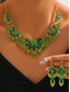 cheap Wedding Accessories-Elegant Green Crystal Jewelry Set – Statement Necklace &amp; Earrings for Women, Luxury Wedding &amp; Party Accessories