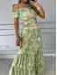 ieftine Rochii cu Imprimeu-Pentru femei Rochii Midi Rochie Boho cu maneca lunga Elegant Stilat Sexy Supradimensionat Floral Manșon scurt De Pe Umăr Vernil Albastru piscină Portocaliu Trifoi Vară Primăvară