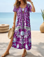 tanie Sukienki boho-Damskie Sukienka midi Sukienka letnia Sukienka A line Urlop Codzienny Boho Motylkowy Urlop Plaża Regularny Graficzny Geometryczny W Tureckie Wzory Krótki rękaw Wycięcie pod szyją Jasnoniebieski
