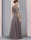 cheap Floor Length-Sheath Mother of the Bride Dress Wedding Guest Elegant Party Scoop Neck Asymmetrical Chiffon Lace Half Sleeve with Pleats 2025 free custom size