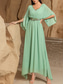 ieftine Sub $129,99-Rochie Verde Mama Miresei Elegantă Casuală Decolteu în V Lungime Pe Podea Chiffon Mâneci 3/4 cu Cristale