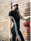 cheap T shirt Dresses-Women&#039;s Midi Dress Cheongsam Dress Fashion Daily Date Regular Fit Line Short Sleeve Crew Neck Black Summer Spring Fall
