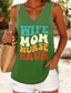 baratos Loja Gráfica Regatas &amp; Camis-Dia das Mães Mulheres Camisola Regata Gráfico Letra à moda Casual Sem Manga Decote V Tops regulares Diário Imprimir Preto Branco Azul Verde Verão