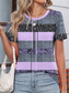 cheap Stripe&amp;Geometric tee-Women&#039;s T Shirt Graphic Geometric Color Block Casual Short Sleeve Round Neck Regular Tops Daily Print Purple Summer