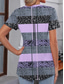 cheap Stripe&amp;Geometric tee-Women&#039;s T Shirt Graphic Geometric Color Block Casual Short Sleeve Round Neck Regular Tops Daily Print Purple Summer