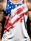 cheap Independence Day T shirts-American Independence Day Men&#039;s American US Flag T Shirt Vest Top Sleeveless T shirt 3D Print Crew Neck Shirt Vacation Casual Hawaiian Holiday White 1 White Summer Spring Clothing Apparel S M L XL