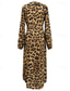 abordables Vestidos casuales con flores-Mujer Vestido Midi Vestido informal Vestido Estampado Moda Festivos Noche Fin de semana Ajuste regular Leopardo Manga Larga Escote en Pico Blanco Rosa Marrón Gris Verano