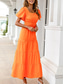 preiswerte Weiße Freizeitkleider-Damen kleid lang Weißes Kleid Sommerkleid Boho-Kleid Elegant Puffärmel Täglich Sommerkleid Lockere Passform Glatt Einfarbig Kurzarm Quadratischer Ausschnitt Schwarz Weiß Orange Sommer