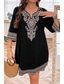 cheap Boho Dress-Women&#039;s Mini Dress Boho Dress Print Dress Fashion Classic Daily Beach Weekend Regular Fit Flower Half Sleeve V Neck Black Summer