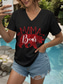 economico Magliette Festa della Mamma-Festa della mamma Per donna Blusa Mamma Orso Lettera Casual Manica Corta Scollo a V Top Regolari Quotidiano Uscire Abbigliamento mare Stampato Nero Bianco Estate