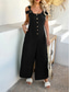 cheap Vacation Jumpsuit-Women&#039;s Normal Jumpsuit Streetwear Solid Color Sleeveless U Neck Buttons Street Daily Regular Fit Black Brown Green Summer