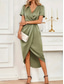 cheap Cocktail Dress-Women&#039;s Midi Dress Party Dress Cocktail Dress Satin Dress Elegant Fashion Romantic Wedding Party Wedding Guest Regular Fit Plain Short Sleeve V Neck Black Champagne Wine Green Summer