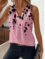 economico Canotta Arte e Design-Canotta da donna floreale grafica elegante casual senza maniche colletto a V top regolari abbigliamento da giorno stampa bianca rosa marrone estate