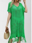 cheap Beach Dresses-Women&#039;s Swimsuits Cover Up Swim Dress Swimsuit Cut Out Fringe Vacation Beach Wear Solid Color V Neck Short Sleeves Bathing Suits