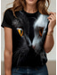 cheap Animals tee-Women&#039;s T Shirt Animal Cat Stylish Casual Short Sleeve Crew Neck Regular Tops Daily Print Black Summer Spring