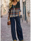 economico Abiti da donna con camicetta-Completo da donna in 2 pezzi maglietta basic neon e brillante camicetta maniche a 3/4 scollatura a V stampa geometrica casual blu scuro estate vestibilità regolare