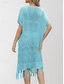 cheap Beach Dresses-Women&#039;s Swimsuits Cover Up Swim Dress Swimsuit Cut Out Fringe Vacation Beach Wear Solid Color V Neck Short Sleeves Bathing Suits