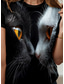 cheap Animals tee-Women&#039;s T Shirt Animal Cat Stylish Casual Short Sleeve Crew Neck Regular Tops Daily Print Black Summer Spring