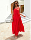 abordables Robe Simple-Femmes Robe Longue Maxi Robe Robe Décontractée Mode Classique Vacances Quotidien Fête Coupe Ample Uni Couleur Unie Sans manches Col ras du cou Rouge Vert Été