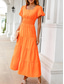preiswerte Weiße Freizeitkleider-Damen kleid lang Weißes Kleid Sommerkleid Boho-Kleid Elegant Puffärmel Täglich Sommerkleid Lockere Passform Glatt Einfarbig Kurzarm Quadratischer Ausschnitt Schwarz Weiß Orange Sommer