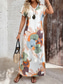 levne Květinové šaty-Dámské maxi šaty sundress A-line šaty dovolená casual dovolená každodenní nošení pravidelný střih květinová grafika krátký rukáv v-krk béžová léto