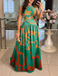 cheap Casual Floral Dresses-Women&#039;s Long Dress Maxi Dress Swing Dress Halter Neck Dress Print Dress Elegant Going out Summer Dress Regular Fit Floral Geometric Sleeveless Halter Neck White Orange Green Beige Summer
