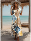 halpa Boho-mekot-Naisten maksimittainen mekko A-linjainen mekko T-paitamekko Tee-mekko lomarento rantakäyttöön normaali istuvuus kukkagraafinen heimomalli lyhythihainen pyöreä kaula-aukko beige kesä