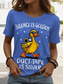 cheap Humor&amp;Quotes tee-Women&#039;s T Shirt Graphic Animal Letter Stylish Casual Short Sleeve Round Neck Regular Tops Daily Weekend Print Black White Pink Blue Sky Blue Summer Spring Duck
