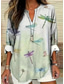 voordelige Dieren Toppen-Dames Blouse Grafisch Dier Vintage Tropisch Hawaïaans Lange Mouwen V-hals Reguliere Tops Dagelijks Vakantie Strandkleding Print Beige Zomer Lente