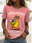cheap Humor&amp;Quotes tee-Women&#039;s T Shirt Graphic Animal Letter Stylish Casual Short Sleeve Round Neck Regular Tops Daily Weekend Print Black White Pink Blue Sky Blue Summer Spring Duck