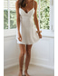 abordables Robes de Diplôme-Femmes Mini Robe Robe Blanche Robe de remise des diplômes Robe Nuisette Mode Moderne Extérieur Anniversaire Date Coupe régulière Uni Sans manches Bretelles spaghetti Blanche Bleu clair Été