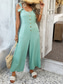cheap Vacation Jumpsuit-Women&#039;s Normal Jumpsuit Streetwear Solid Color Sleeveless U Neck Buttons Street Daily Regular Fit Black Brown Green Summer