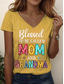cheap Mother&#039;s Day-Mother&#039;s Day Women&#039;s T Shirt Graphic Letter Casual Short Sleeve V Neck Regular Tops Daily Weekend Print Black Yellow Pink Blue Purple Summer Spring MOM