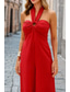cheap Party Jumpsuits-Women&#039;s Normal Jumpsuit Elegant Solid Color Sleeveless Halter Neck Backless Party Regular Fit Black White Red Summer