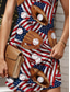 preiswerte Humor &amp; Zitate Kleider-Unabhängigkeitstag Frauen Mini Kleid Petite Kleid Sommerkleid Urlaub Lässig Täglich Lockere Passform Grafik Flagge Ärmellos U-Ausschnitt Rot Sommer
