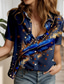 cheap Art&amp;Design Tops-Women&#039;s Shirt Graphic Daily Stylish Short Sleeve Shirt Collar Regular Tops Daily Navy Blue Summer Spring