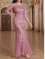 cheap Under $129.99-Dress Mother of the Bride Dress Elegant Party Crew Neck Floor Length Polyester Long Sleeve with Embroidery