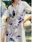 preiswerte Blumenkleid-Damen Midikleid A Linie Kleid Urlaub Lässig Täglich Date Normale Passform Blumen Grafik Blatt Kurzarm Hemdkragen Silber Sommer Frühling