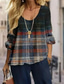 economico Abiti da donna con camicetta-Completo da donna in 2 pezzi maglietta basic neon e brillante camicetta maniche a 3/4 scollatura a V stampa geometrica casual blu scuro estate vestibilità regolare