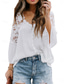 voordelige Kant Tops-Dames Blouse Effen Kleur Stijlvol Casual Lange mouw V-hals Normale tops Dagelijks Knop Zwart Wit Rood Paars Groen Zomer Lente