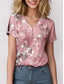 cheap Floral tee-Women&#039;s T Shirt Floral Graphic Stylish Casual Short Sleeve V Neck Regular Tops Daily Weekend Print Pink Summer Spring