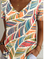 cheap Stripe&amp;Geometric tee-Women&#039;s T Shirt Ombre Graphic Geometric Casual Short Sleeve V Neck Regular Tops Daily Print Rainbow Summer Spring