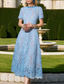 cheap Tea Length-Dress Mother of the Bride Dress Elegant Vintage Casual Crew Neck Ankle Length Lace Short Sleeve with Flower