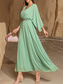 ieftine Sub $129,99-Rochie Verde Mama Miresei Elegantă Casuală Decolteu în V Lungime Pe Podea Chiffon Mâneci 3/4 cu Cristale
