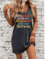 preiswerte Humor &amp; Zitate Kleid-Damen God Minikleid Sommerkleid Casual Beach Daily Loose Fit Grafik Buchstabe Ärmellos U-Ausschnitt Schwarz Grau Sommer