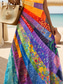 preiswerte Kunst &amp; Design Kleider-Damen Maxikleid A-Linie Kleid Sommerkleid Unterkleid Urlaub Lässig Täglich Reguläre Passform Grafik Geometrisch Ärmellos V-Ausschnitt Regenbogen Sommer Frühling