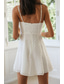 abordables Robes de Diplôme-Femmes Mini Robe Robe Blanche Robe de remise des diplômes Robe Nuisette Mode Moderne Extérieur Anniversaire Date Coupe régulière Uni Sans manches Bretelles spaghetti Blanche Bleu clair Été